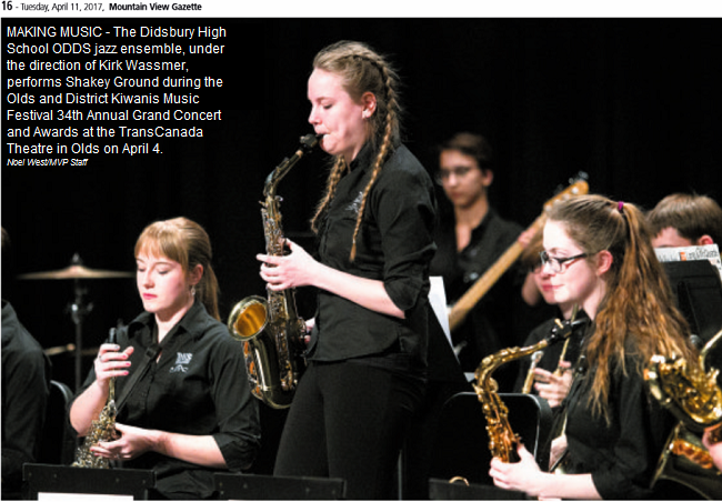 DHS Odds jazz ensemble perform at the Olds Kiwanis Music Festival 34th Annual Grand Concert.